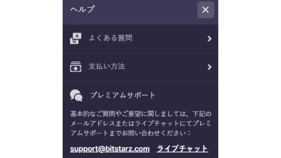 ビットスターカジノ Support